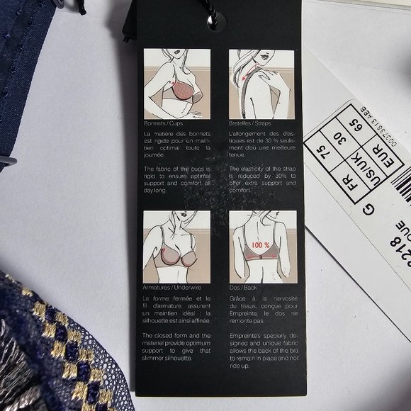 Empreinte Lauren Low Neck Underwired Bra Nuit Magique 34 G NWT - Picture 3 of 5